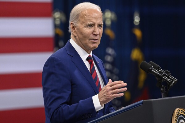 FILE - President Joe Biden speaks at an event in Raleigh, N.C., March. 26, 2024. (AP Photo/Matt Kelley, File)