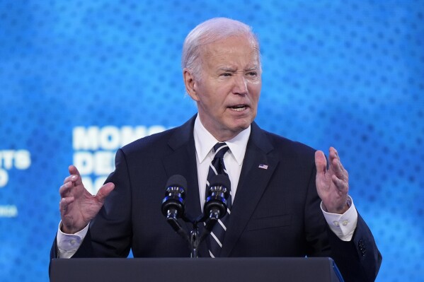 President Joe Biden speaks to Everytown for Gun Safety Action Fund's "Gun Sense University," at the Washington Hilton, Tuesday, June 11, 2024, in Washington. (AP Photo/Mark Schiefelbein)