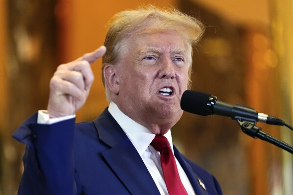 Former President Donald Trump speaks during a news conference at Trump Tower, May 31, 2024, in New York. (AP Photo/Julia Nikhinson, File)