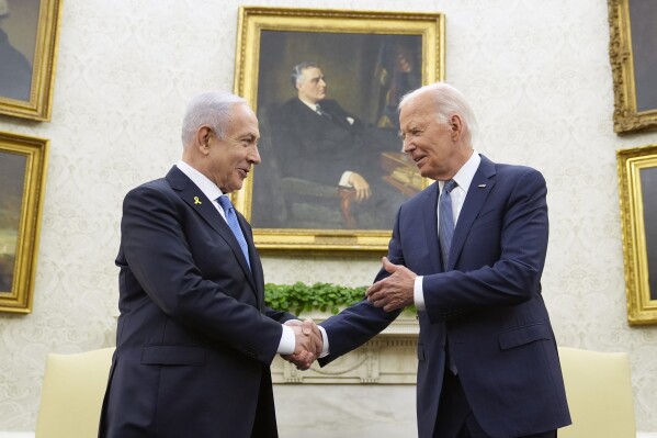 President Joe Biden meets with Israeli Prime Minister Benjamin Netanyahu in the Oval Office of the White House in Washington, Thursday, July 25, 2024. (AP Photo/Susan Walsh)