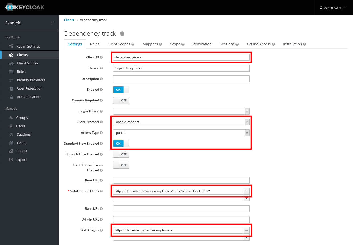 Keycloak: Configure client