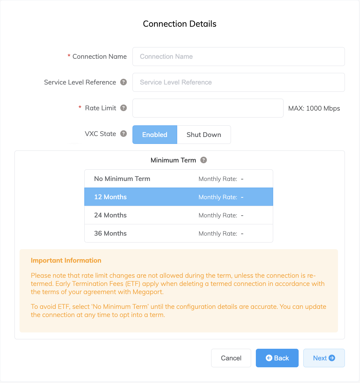 Connection details