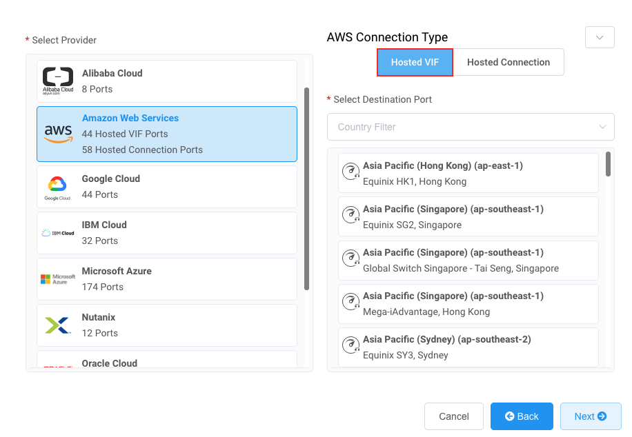 Add Hosted VIF connection