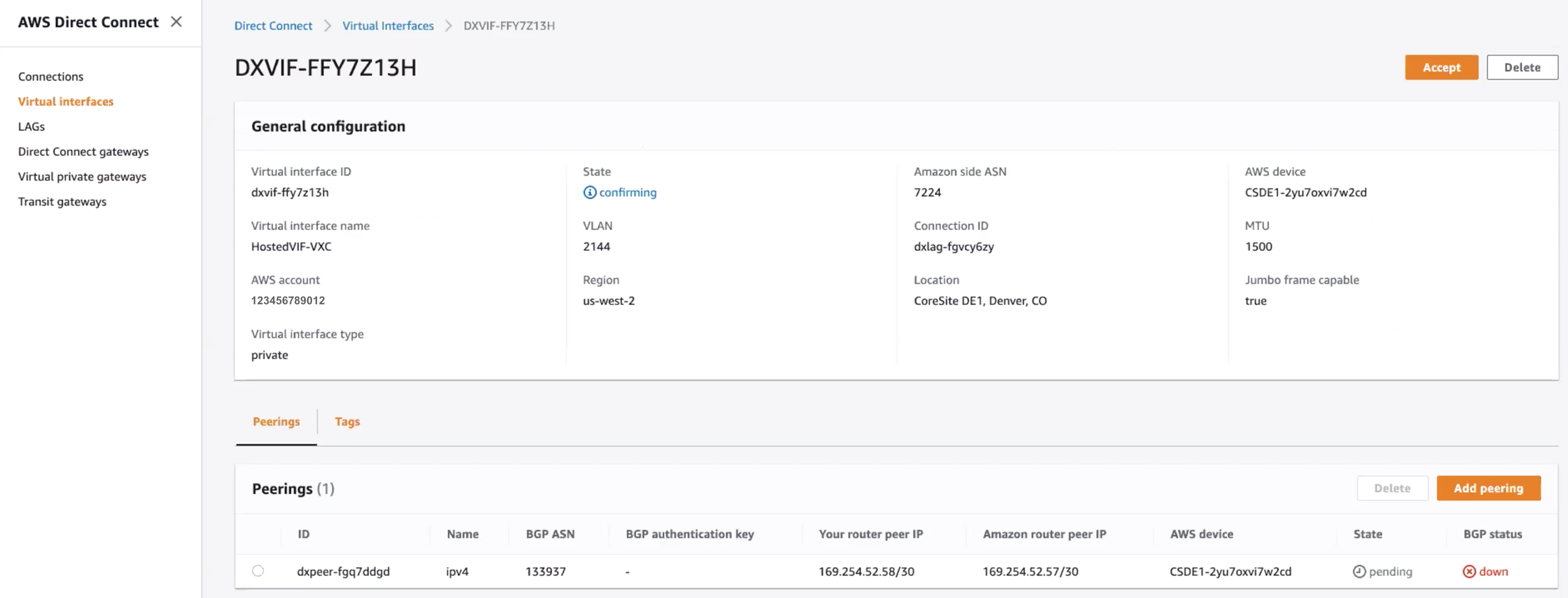 AWS Virtual Interfaces