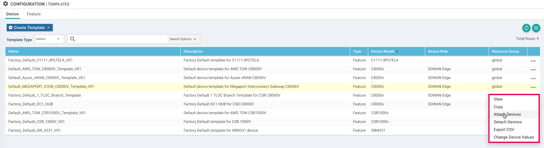 vManage attach device