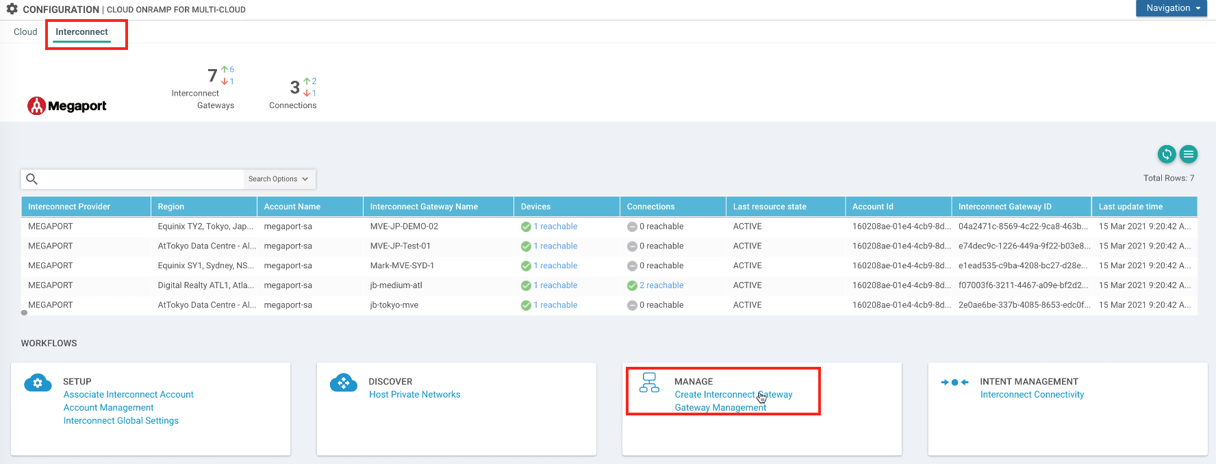 vManage create interconnect gateway