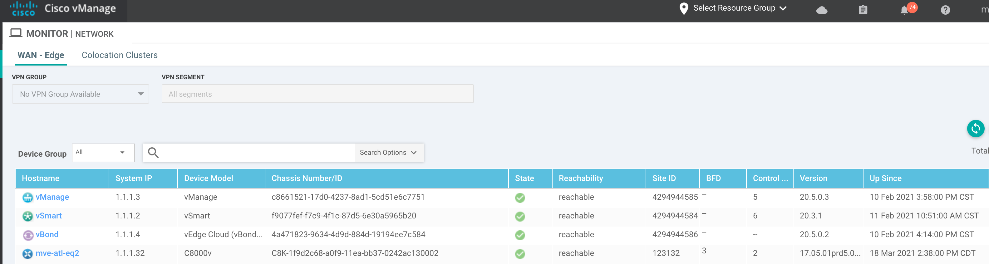 Interconnect gateway in vManage