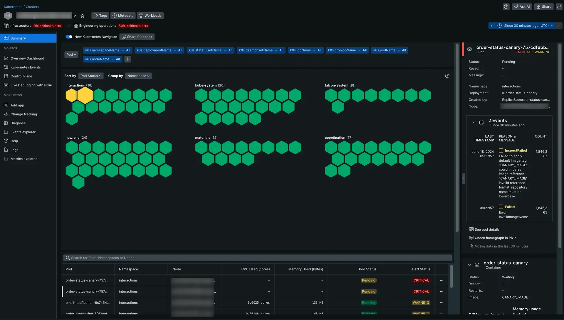 New Relic - Kubernetes Cluster Explorer