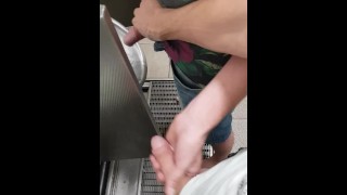 public toilet jerk and wank with a hot guy! huge dick!