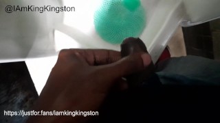 Jamaican uncut dick piss in urinal