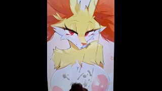 Pokemon Delphox Cum Tribute BIG THICK éjaculation sur ses énormes seins !