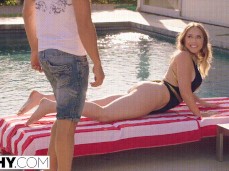 Kagney greets guy poolside gif