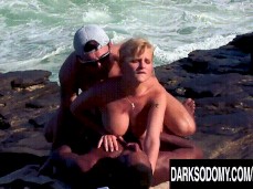 Beach boobed tag team gif