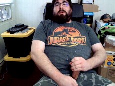 Bearded Nerdy Bear Unloads Huge Cumshot gif