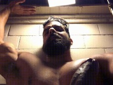 Handsome, bearded, built JoeRodJacks shows biceps, chest, pits, cock 0000 5 gif