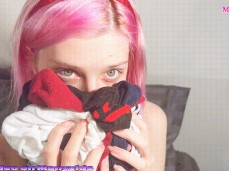 easter Girl loves smelling socks gif