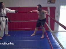 Ballkicking in fight with kimono gif