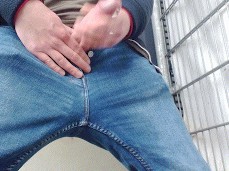 Straight, hung, uncut Dutchandproud's public cum explosion gif