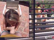 Kayley Gunner sucking dick on the patio gif