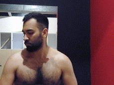 Beefy, hairyElZorroBarbon secretely jerks off in lockerroom 0531-1 gif