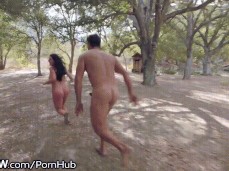 Chasing naked Angela White outdoors gif