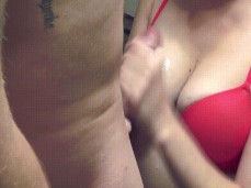 handjob cumshot on tits gif