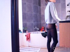 petite french girl balck pantyhose skirt strip gif