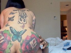 tattooed  squats on dick gif