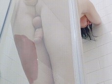 Shower TS dildo ride gif