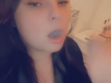 smoking while waiting to get cumshot facial gif