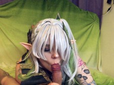 Gentle blowjob from little Nahida(18 )|Cosplay|Creampie|Split|SplitTongue|T gif