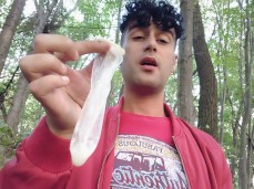 A tasty cum filled condom gif