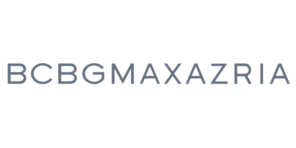 Logo displaying the text "BCBGMAXAZRIA" in blue, capitalized letters.