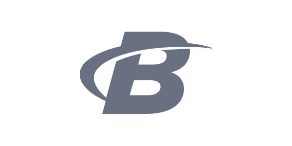 A stylized letter "B" with a curved line swooping from the left to the right upper portion of the letter, evocative of a streamlined commerce platform. The color is gray against a transparent background.