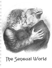 (2001) "Courtship Ritual" from The Sensual World #1 -- artist's description: "Pencil drawing of Jim kissing his Guide with the intensity only a Sentinel can manage, his hands tangled in Sandburg's loose curls, while Blair gives as good as he gets, tongue beginning to explore (the anthropologist's unending search for knowledge), both clearly wrapped up in the other. Both are fully clothed (Jim is in his coat, Blair in a leather jacket -- it gets cold outdoors in Cascade!)." [25]