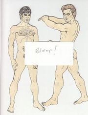 "Bleep!" -- this one's fig leaf simply covers up male nudes in The Kirk Spock Erotic Paper Doll Set