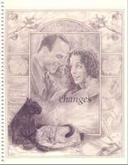 (1999) from changes -- the artist's description: "The pencil drawing features a central portrait of Jim and Blair smiling at one another as Jim affectionately presses a fist to the side of Blair's neck. Blair is looking up at Jim with a version of The Look, while Jim's eyes are closed in helpless amusement. Both men are wearing jackets, and there are woods in the background. In the border, botanicals and books share space with a black panther curled protectively around a sleeping wolf." [22]