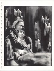 Peter Caine and his dad in Bitter Blood, art by TACS (1996)