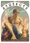 Steve as the Strength tarot card, part of a series Art Deco Avengers Tarot by artist Julia Cross