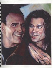 Jim and Blair on the front of the zine Dedicated Hearts, art by Lorraine Brevig