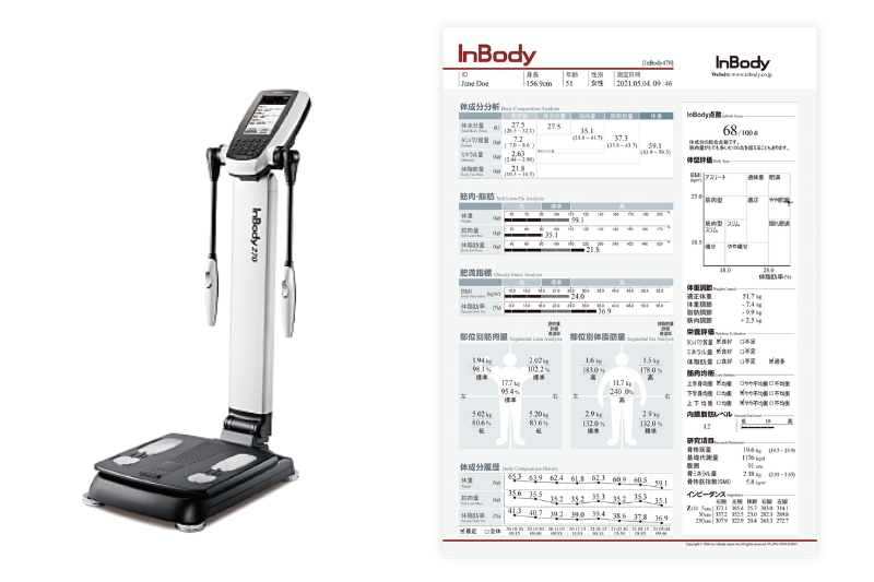 InBodyによる詳細な身体分析