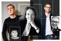 En haut, de gauche à droite : Edouard Louis, Annie Ernaux, Nicolas Mathieu ; en bas : Rose-Marie Lagrave, Didier Eribon.