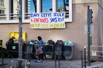 Une école occupée par le collectif « Jamais sans toit », qui se bat pour que les enfants ne dorment pas à la rue, à Lyon, le 22 mars 2024. 