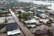 Capture d’écran d’une vidéo le 14 septembre 2024 : paysage inondé à Pechea, en Roumanie