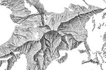 Détail du mont Cervin, près de Zermatt, dessiné par Adrian Dähler, cartographe de l’Office fédéral de Topographie Swisstopo.