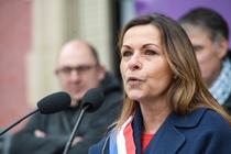 La députée PS Isabelle Santiago lors d’un rassemblement citoyen contre la réforme des retraites, à Alfortville, le 12 février 2023.