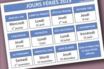 Les jours fériés de 2025.