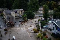 Zone inondée suite à de fortes pluies à Annonay, en Ardèche, le 17 octobre 2024.