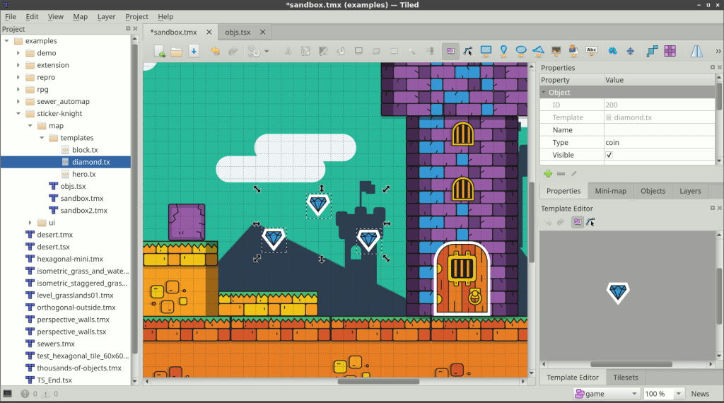 Screenshot of Tiled.