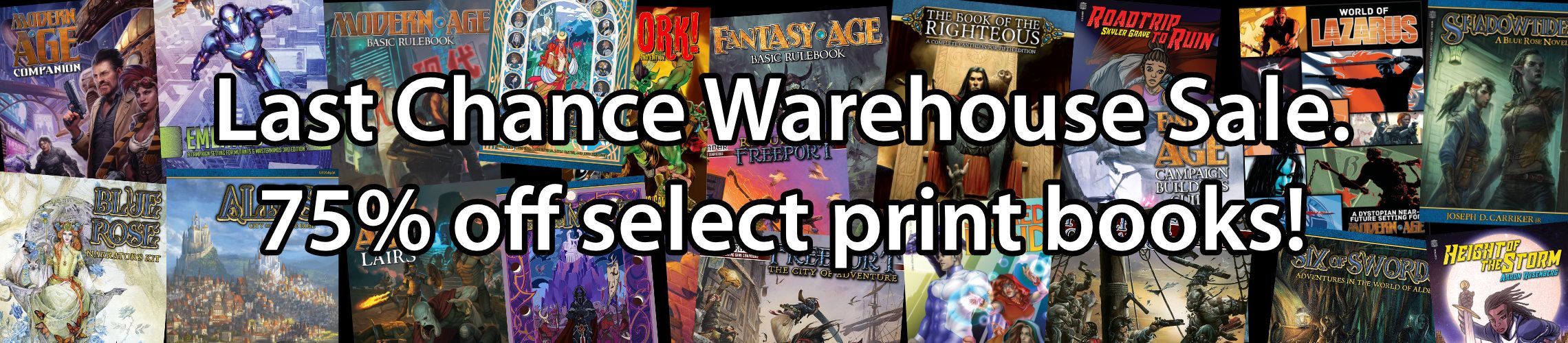 Last Chance Warehouse Sale: 75% off select print books, while supplies last!